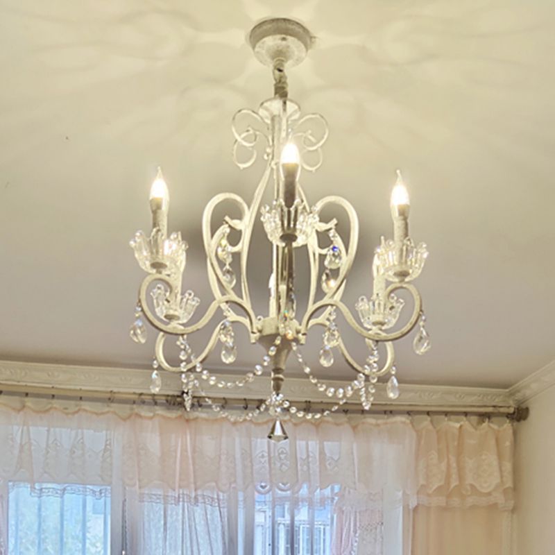 Traditional Crown Chandelier Lighting Crystal Pendant Light with Metallic Candlestick