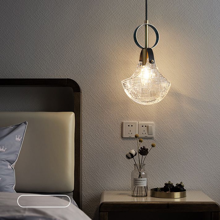 Small Crystal Glass Drop Lamp Postmodernism LED Suspension Light Fixture for Bedroom