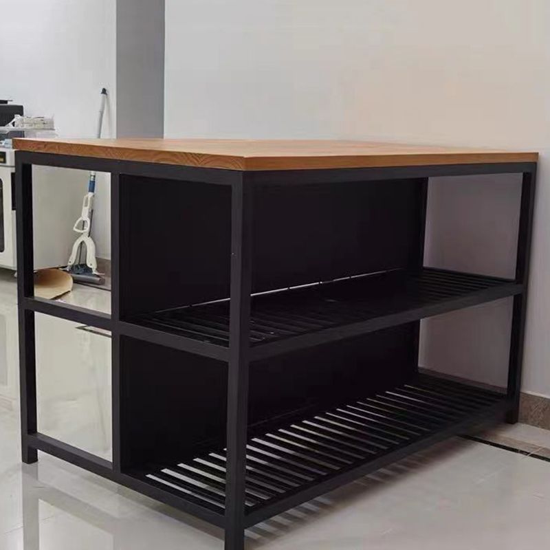 Industrial Style Wooden Kitchen Island Metal Kitchen Island Table