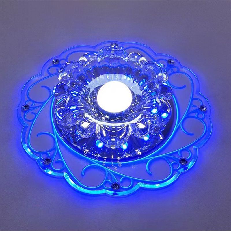 Plafonnier moderne en forme de fleur, plafonnier à 2 lumières en cristal avec trou de 2 à 3.5 pouces de diamètre
