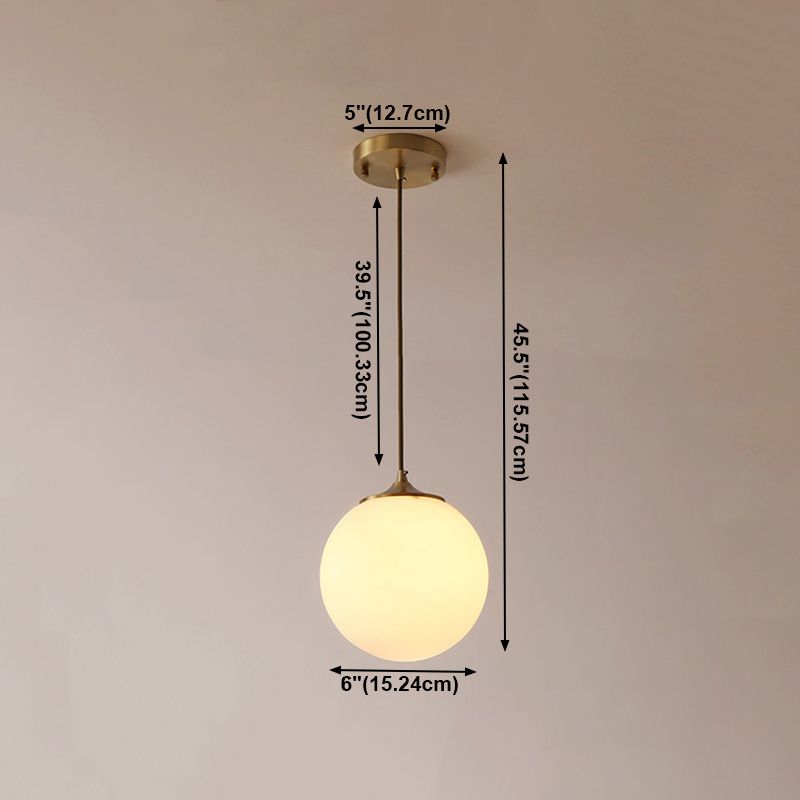 Contemporary Hanging Ceiling Light Global 1-Light White Glass Ceiling Pendant Light