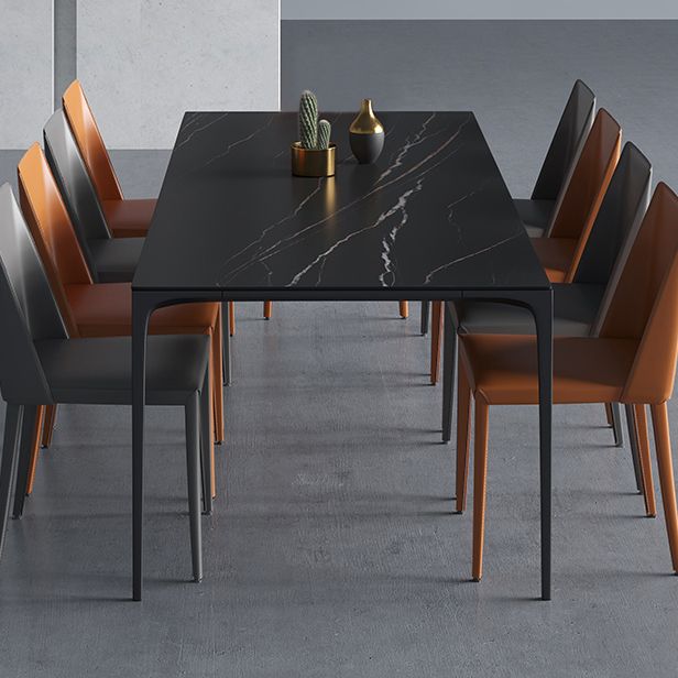 Sintered Stone Black Dining Table Modern Style 4 Legs Table for Dining Room