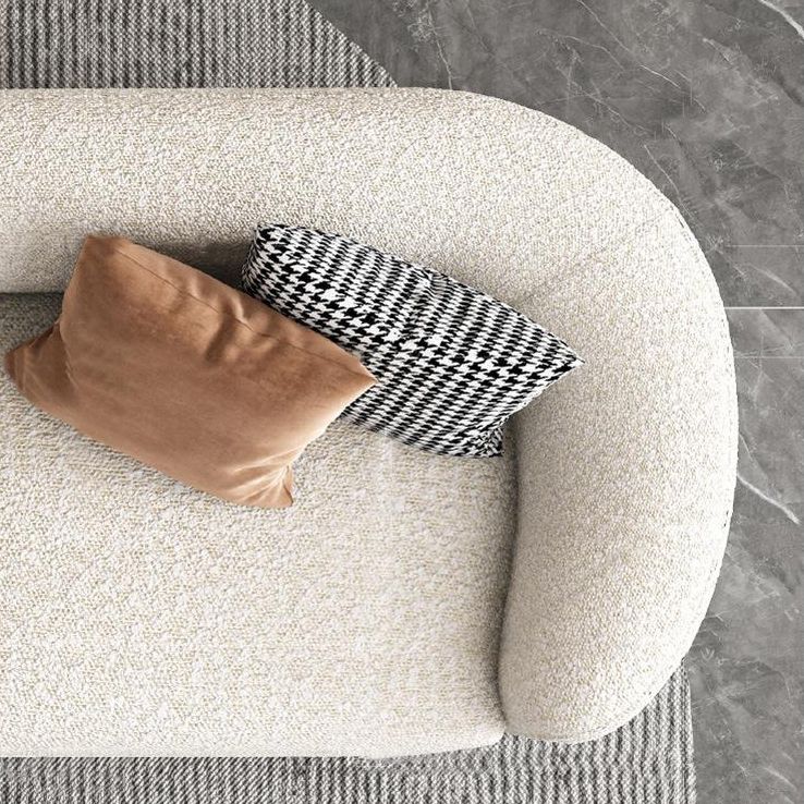 Glam Sectional Sofa White Curved Corner Sleeper Sectional with 3 Pillows