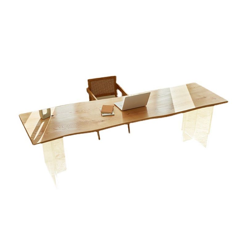 Modern Solid Wood Writing Desk 29.53-inch Tall Office Desk with Acrylic Legs