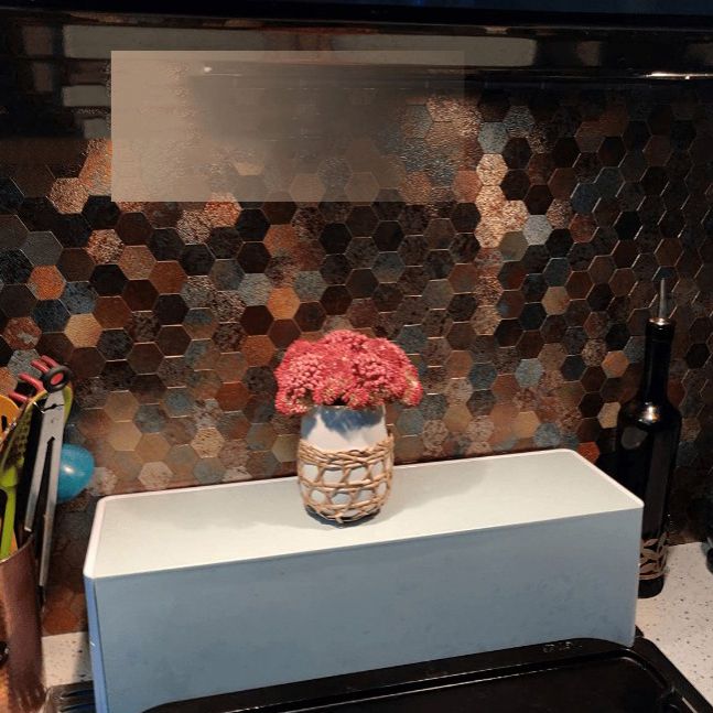 Modern Tile-Peel & Stick Metal Mosaic Tile Hexagonal Peel & Stick Subway Tile