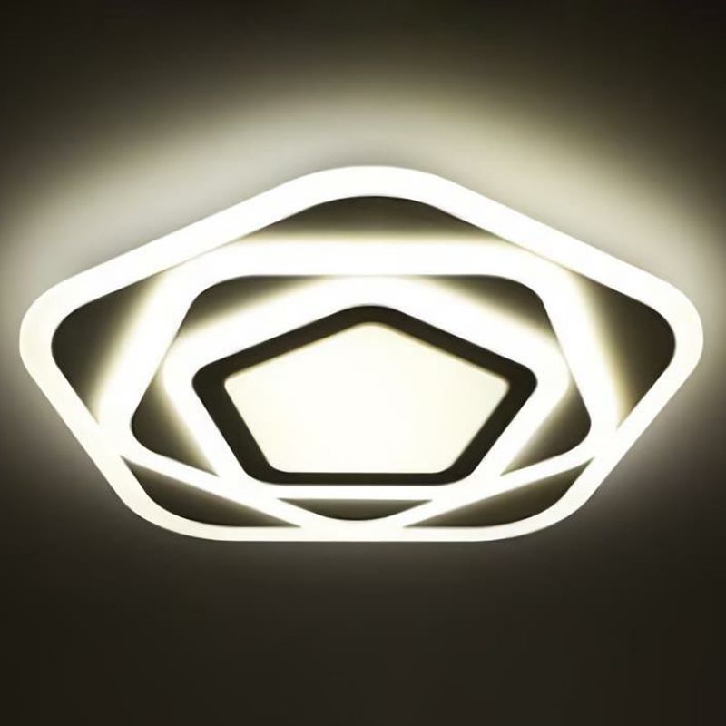 Acrylic Pentagonal Ultra-Thin Flush Mount Lighting Minimalist White LED Flush Mount Fixture