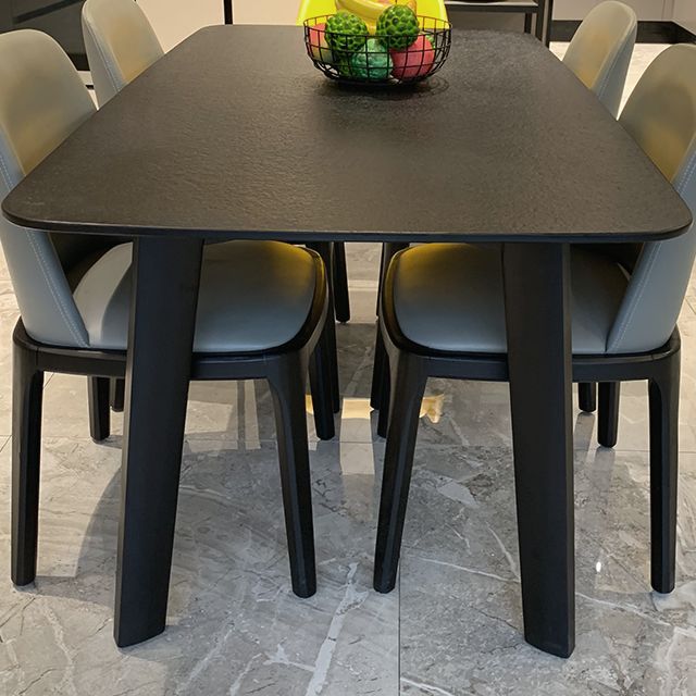 Modern Dining Table for Kitchen Black Dinette Table with Wooden Legs