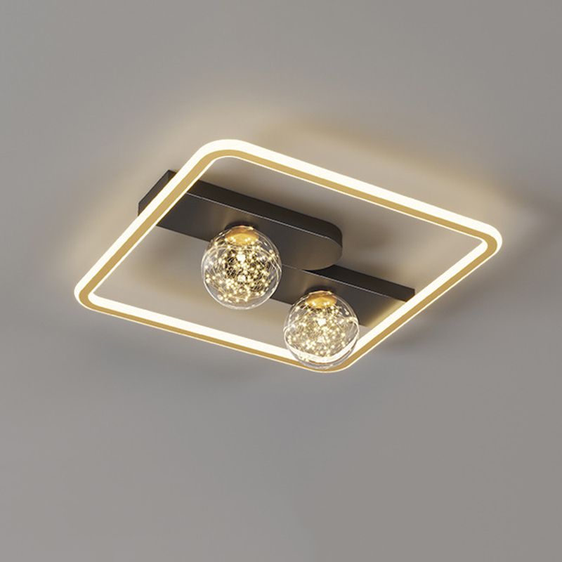 Lámpara de techo minimalista LED de metal con montaje empotrado geométrico de oro negro para sala de estar