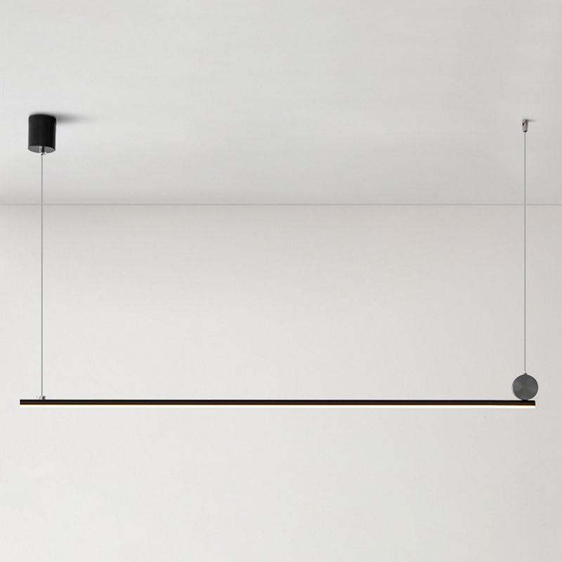 Contemporary Linear Shape Hanging Light Fixture Metal 1 Light Island Pendant Light