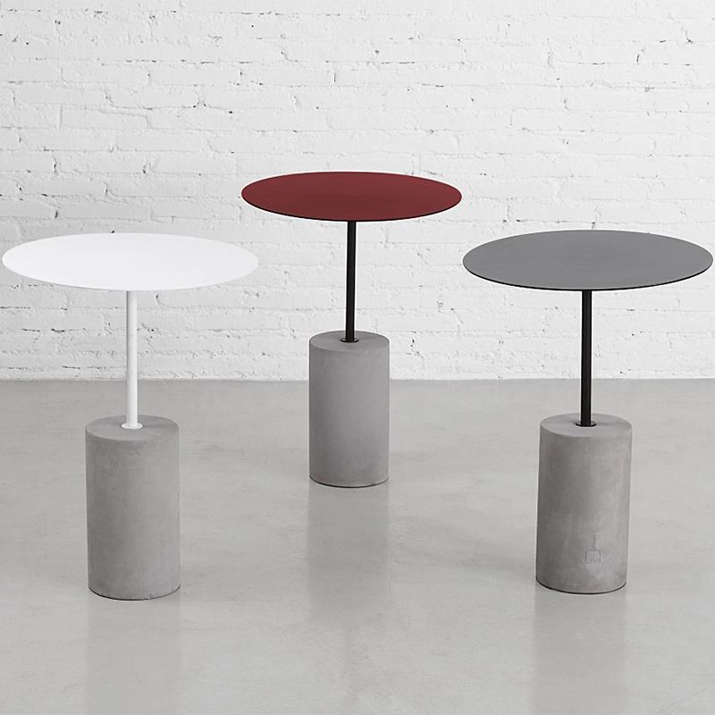 Modern Metal Round Top Side Table Concrete Pedestal End Table