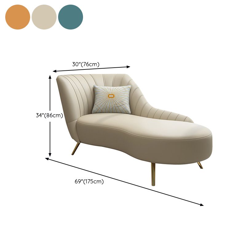 Modern Leather Chaise Lounge Flared Arms Chaise for Bedroom and Living Room