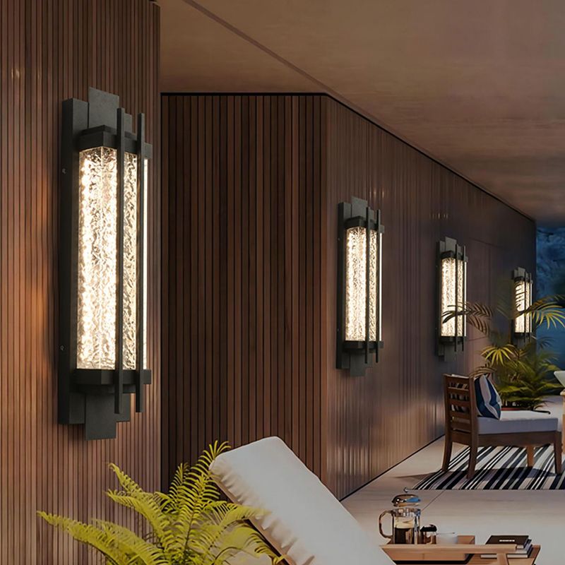 Contemporary Wall Sconce Black Outdoor Wall Light Fixture for Courtyard