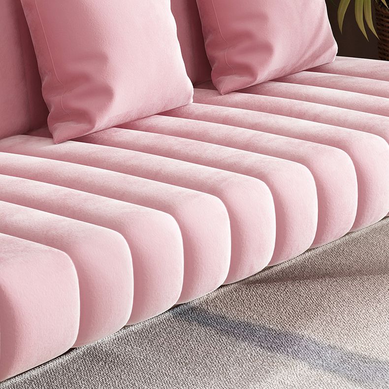 Contemporary Glam Gold Frame Sofa with Sewn Pillow Back for Bonus Room