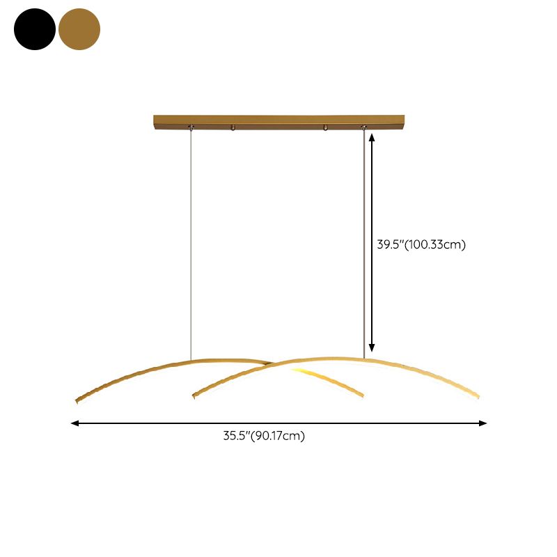 Linear 2 - Light LED Kitchen Island Fixture Iron Pendant Ceiling in Black / Gold