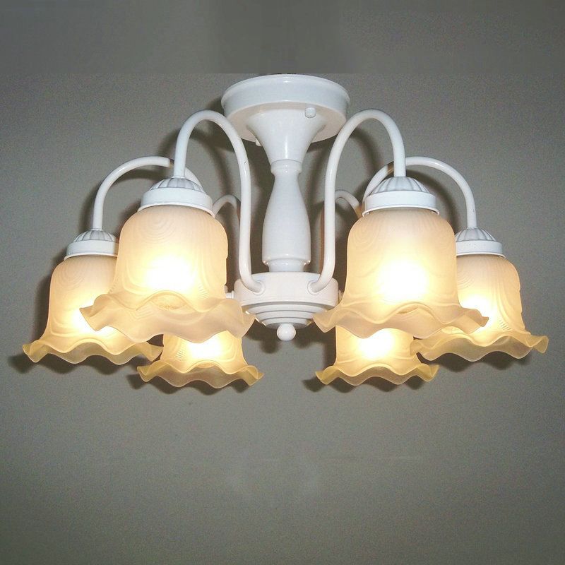 Lámpara de techo para salón de dormitorio con sombra de flores y luz empotrada de estilo tradicional