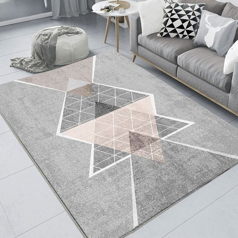 Nordic Hotel Area Rug Multi Colored Geometric Indoor Rug Synthetics Anti-Slip Stain Resistant Washable Rug