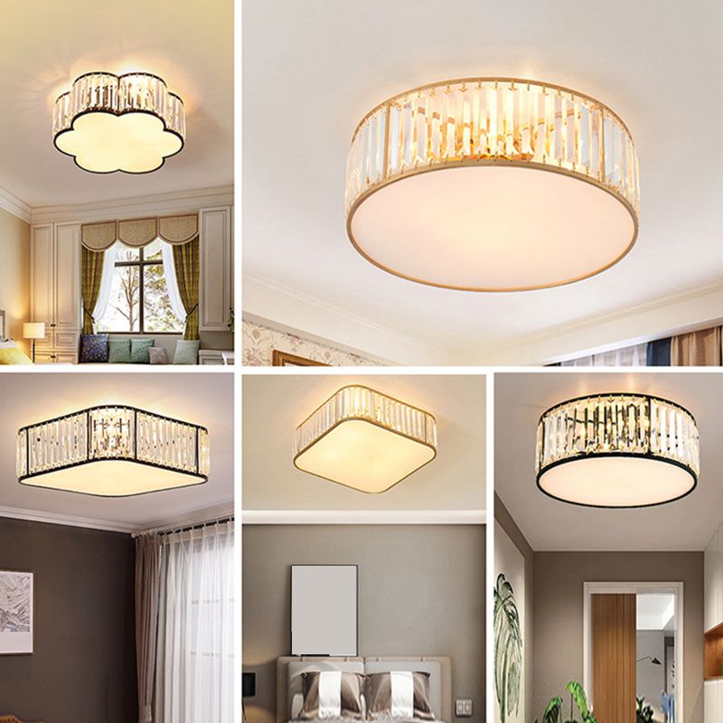 Modern Home Decor 5 Head E27 Flush Crystal Ceiling Lights for Sitting Room