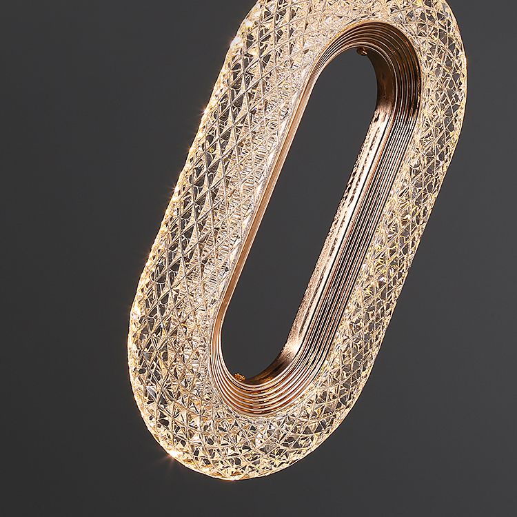 Contemporary Style Oval Shape Pendant Lights Metal Hanging Lamps in Gold