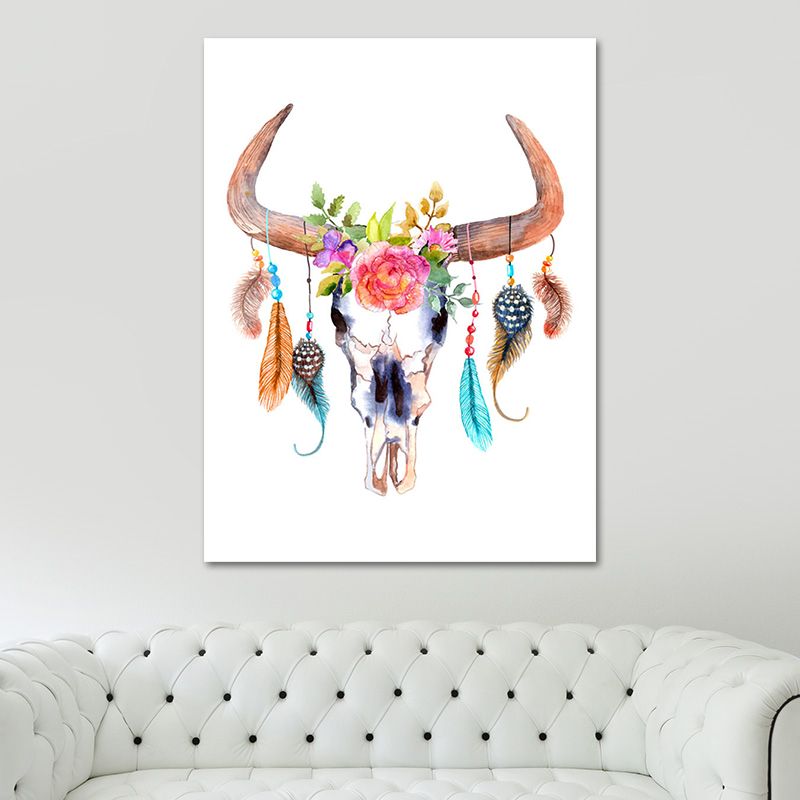 Headwear Painting Canvas Textured Childrens Art Living Room Wall Decoration in White