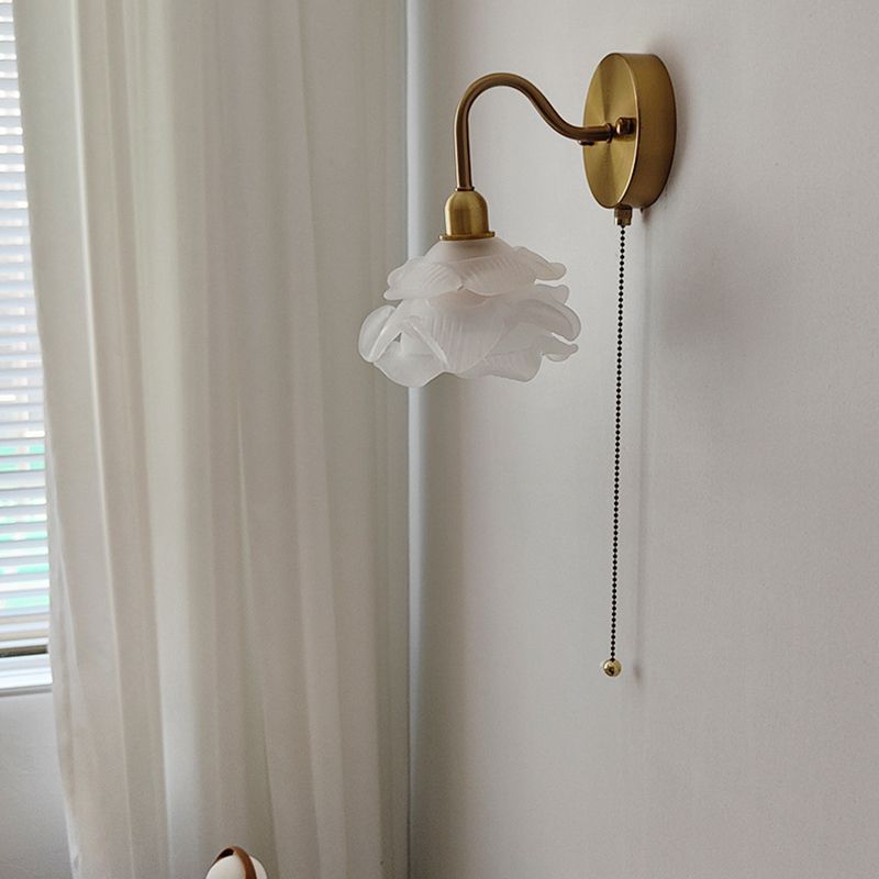 Flower Wall Lighting Modern Glass 1 Light Rustic Wall Sconces in Gold