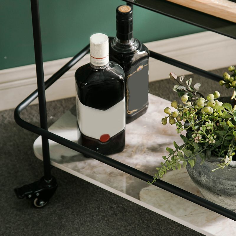 Contemporary Rectangular Glass Top End Table with Slate Shelve