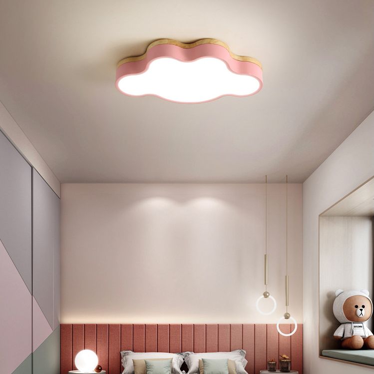 Le nuage en bois LED Ceiling Fixture in Modern Creative Style Acrylique Macaron Flush Mount for Bedroom