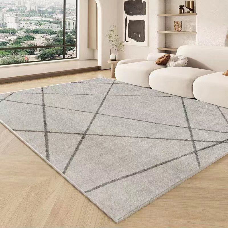 Gray Line Carpet Polyester Casual Area Carpet Non-Slip Backing Carpet for Sitting Room