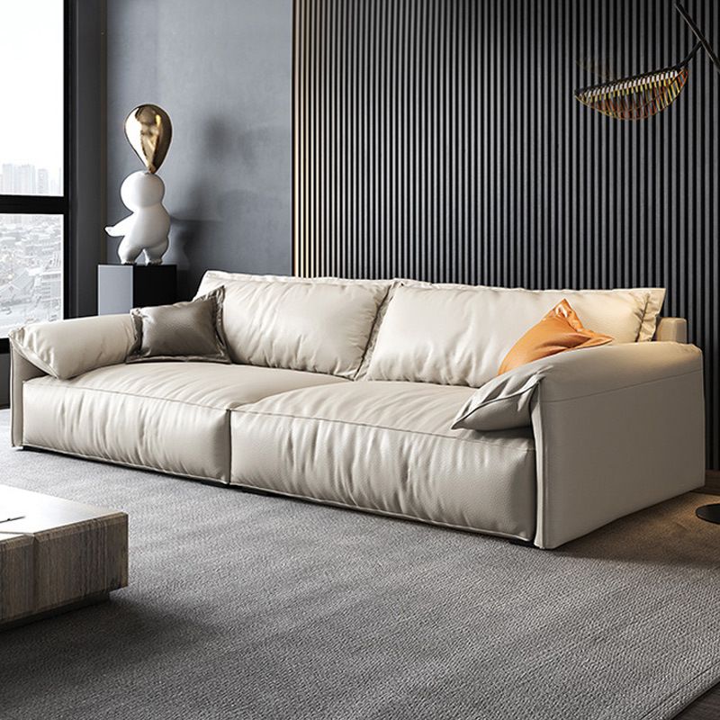 Leather Square Arm Loveseat Standard Loose Back Settee Furniture