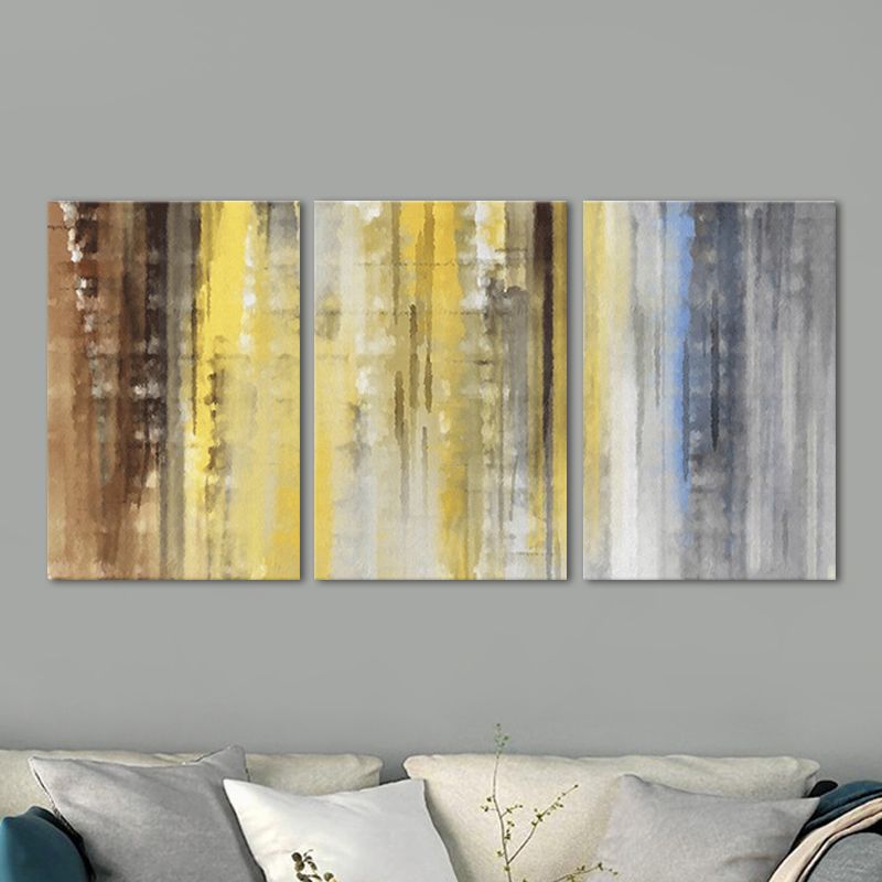 Canvas Multi-Piece Painting Modern Abstract Wall Art Print in Yellow and Brown for Home
