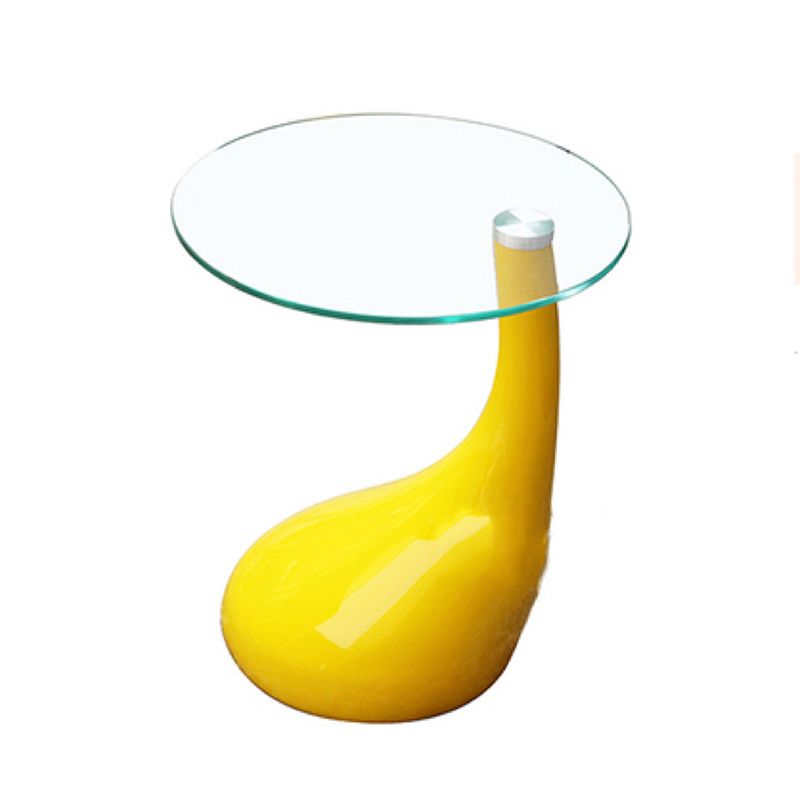 Contemporary End Table Glass Round Plastic Pedestal Living Room Side Table