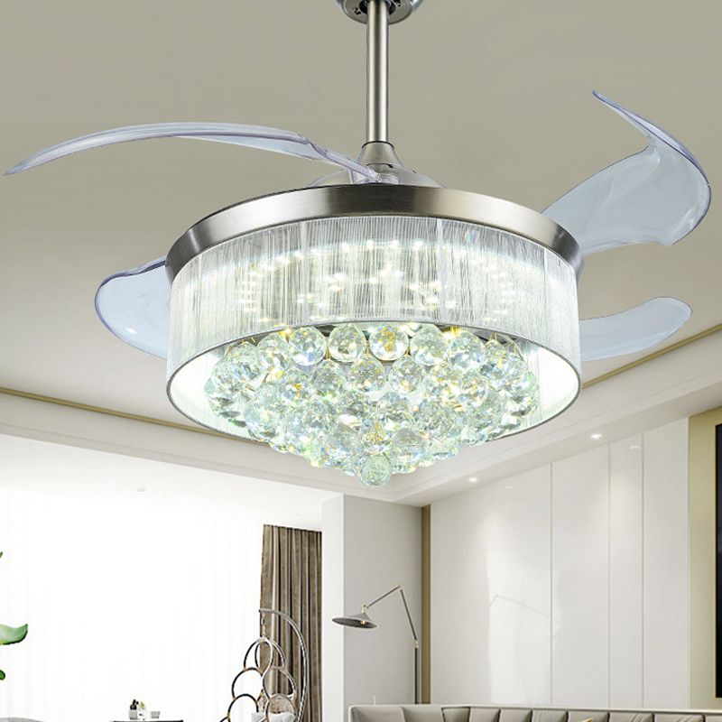 Luce a soffitto a soffitto a 4 pale Light Atmello a LED Crystal LED sfaccettato Semi-montaggio semi-montaggio, largo 19 "