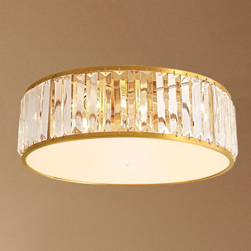 Luminaire encastré Plafonnier simpliste en cristal à tambour en or