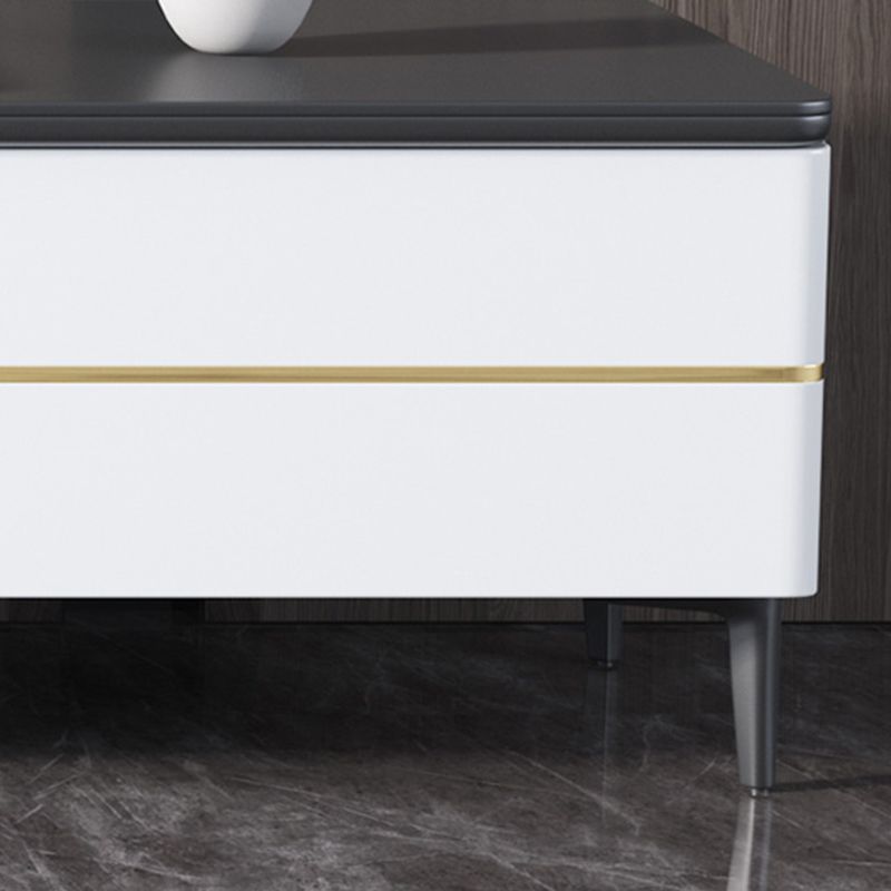 4 Legs Coffee Cocktail Table with Storage Drawers Slate Top Modern