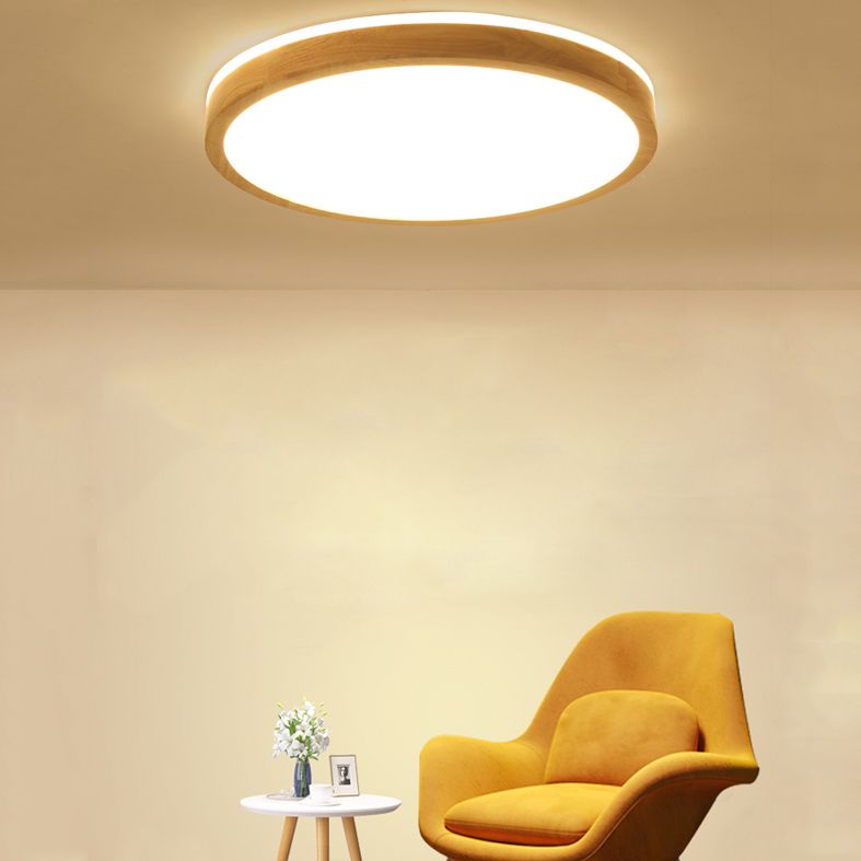 Simple Circular Flush Mount Ceiling Light Fixture Wood Flush Mount Fixture for Bedroom for Bedroom
