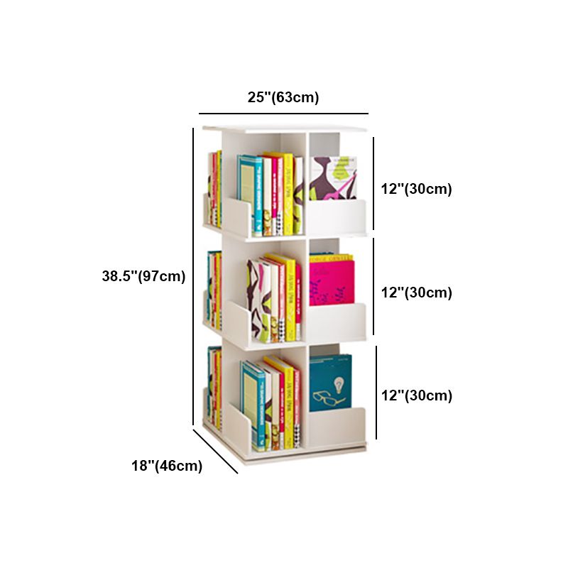 Contemporary Style Bookshelf Rotatable White Bookcase for Home and Office