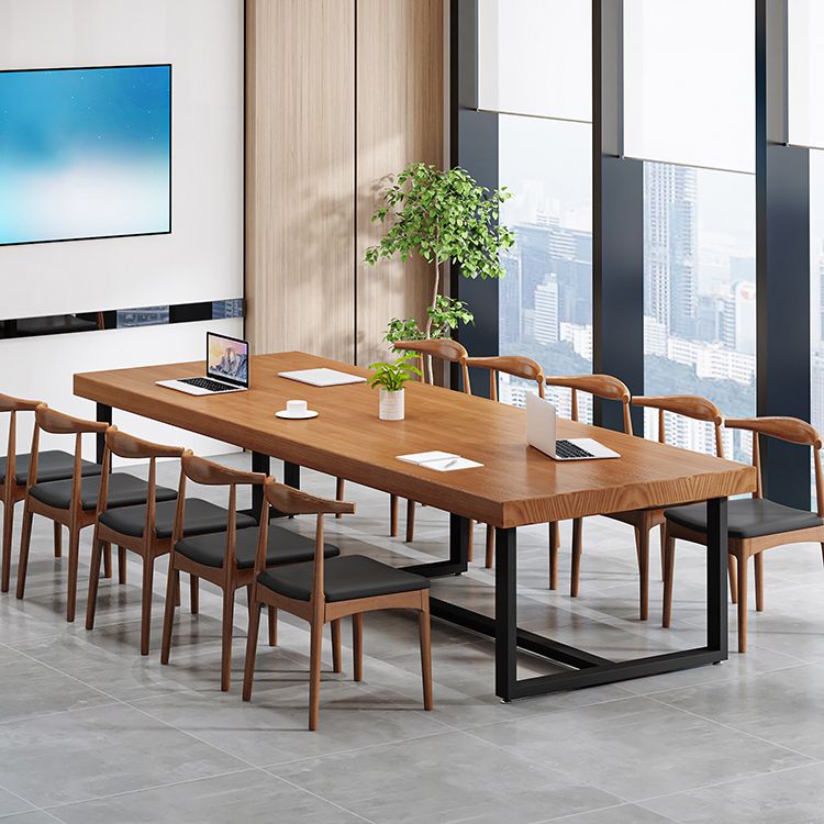 Modern Pine Wood Top Office Desk Rectangular Desk with Trestle