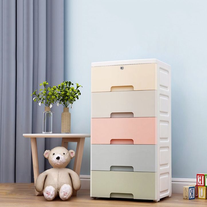 Contemporary Plastic Storage Cabinet With Drawer Non-Hanging Armoire