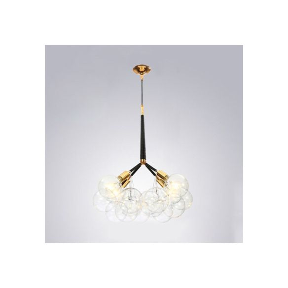 Globe Clear Glass Kronleuchter Beleuchtung zeitgenössischer 3/4/6 Lichter Schwarz/Weiß LED Hanging Deckenlampe