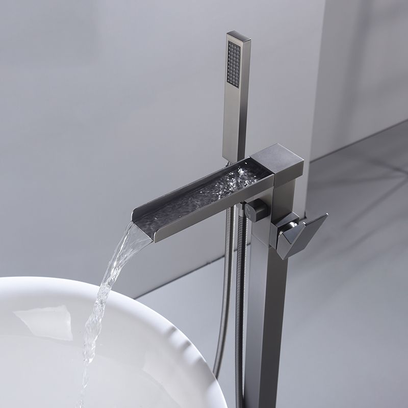 Modern Style Freestanding Tub Filler Floor Mount Freestanding Tub Filler with Hand Shower