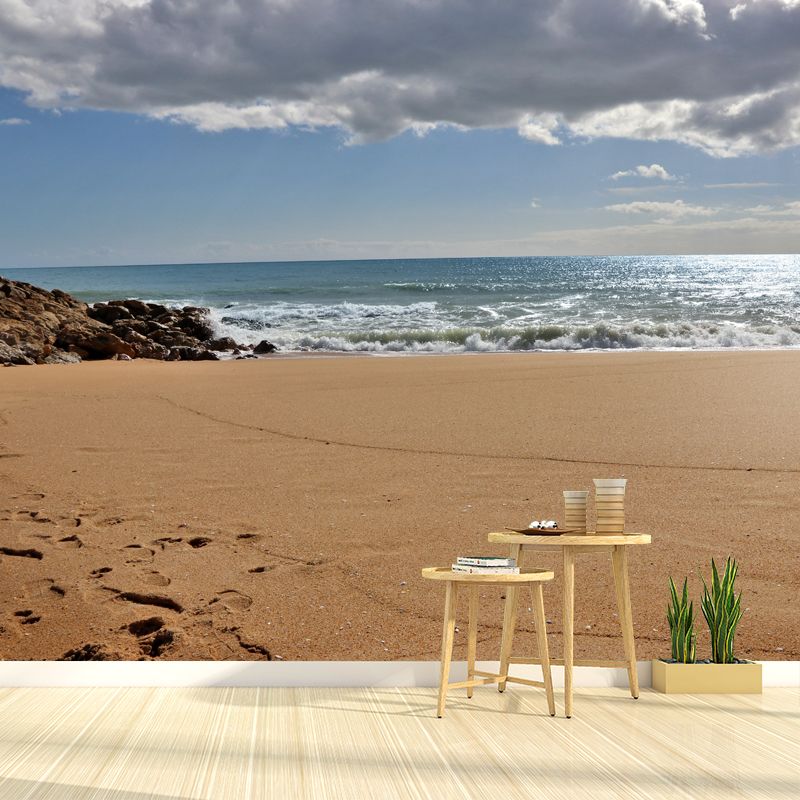 Tropical Beach Mural Decal Modern Wall Decor for Living Room, Moisture Resistant