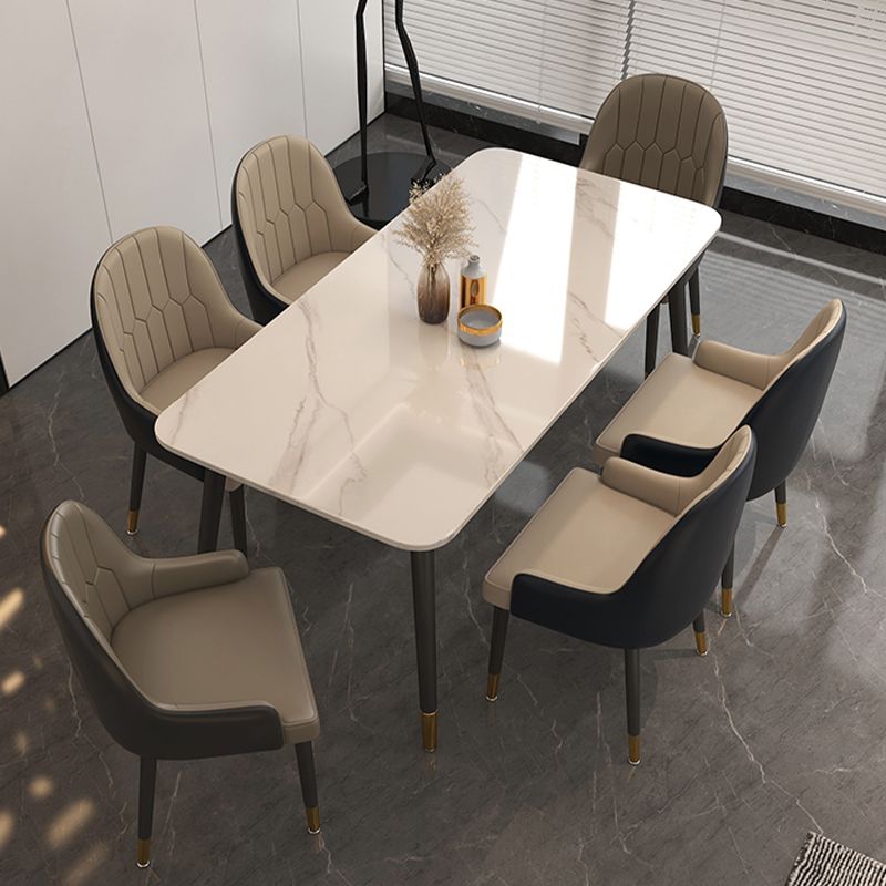 Glossy White Dining Table Set 1/5/7 Pieces Glam Dinette Set for Kitchen