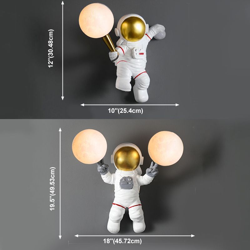 Kinderen Astronaut -vormige wandlampjes Slaapkamer Wandbevestiging Lichtmontage