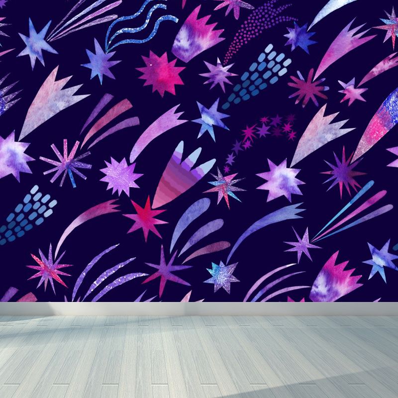 Huge Outer Space Wallpaper Mural Cartoon Creative Universe Wall Covering in Bright Color