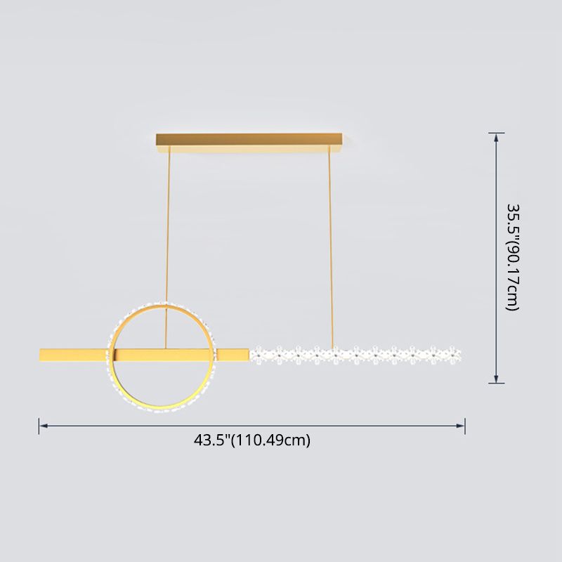 Moderno lampadario a forma di pizzo lineare Isola illuminazione in metallo 2 luci isola luminosa in oro