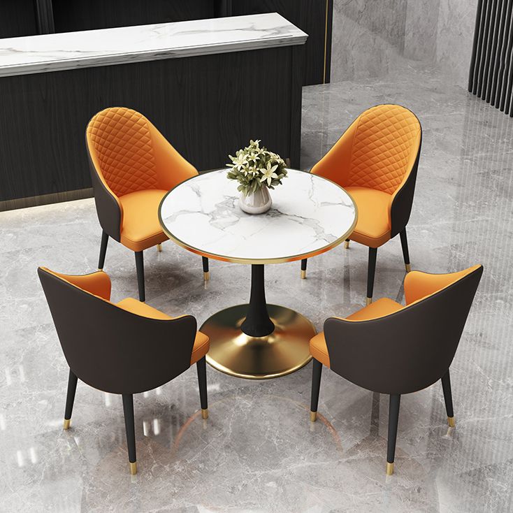 Tavolo da pranzo di lusso tradizionale da 31,5 '"tavolo rotondo con base di tulipani in metallo