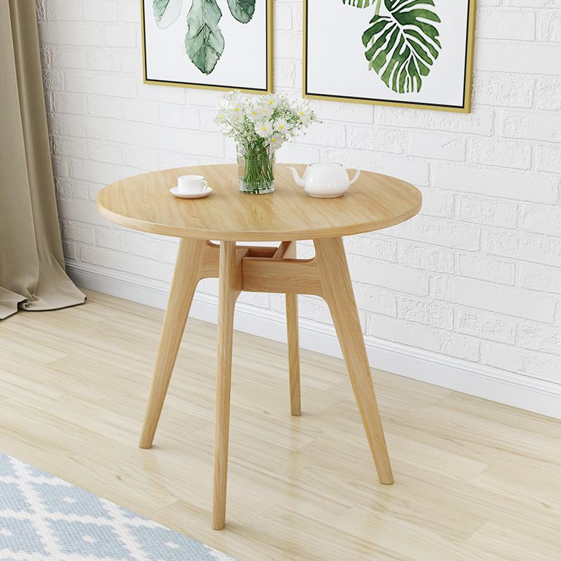 Round Modern Dining Table Wood Color Fixed Table with Ashwood Solid Wood