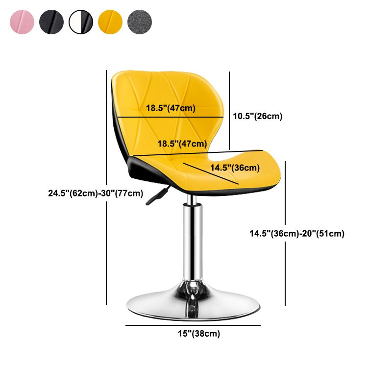 Contemporary Metal Barstool Faux Leather Footrest Adjustable Counter Stool for Home