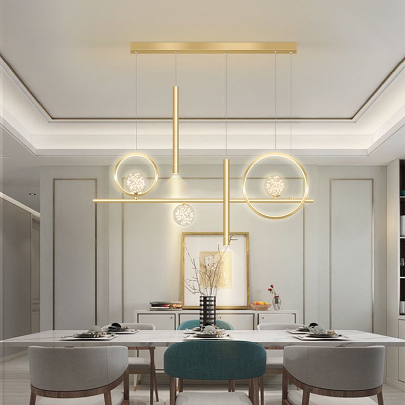 Contemporary Pendant Lights Island Geometry Pendant Light Fixtures Metal 7-Light