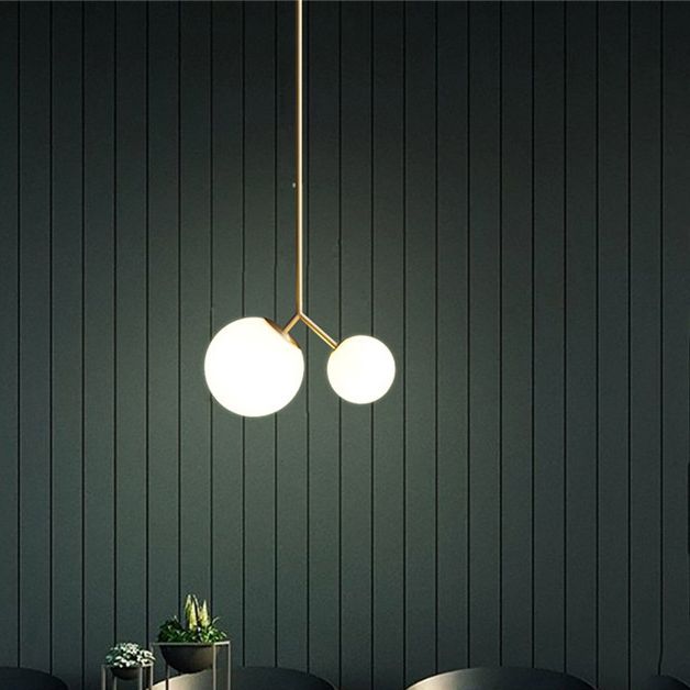Moderno lampadario minimalista lampada in vetro sferico vetro a 2 camera leggera lampadario a soffitto camera da letto