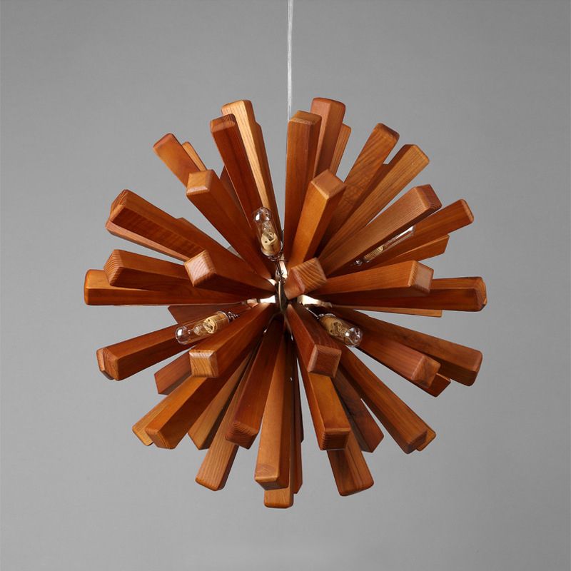 Wood Dandelion Ceiling Lighting Nordic Style Chandelier Light Fixture for Restaurant